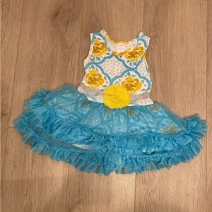 Giggle Moon dress in yellow and blue